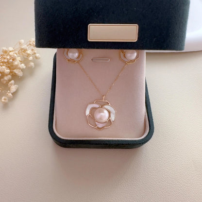 Freshwater Pearl Jewelry Set | Gold Earrings & Necklace |Bridal Gift