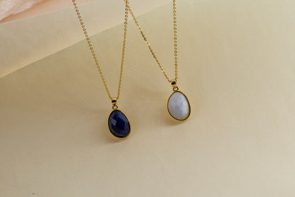 Teardrop Lapis Lazuli Necklace - Crafted with Blue Lace Agate, Apis Lazuli
