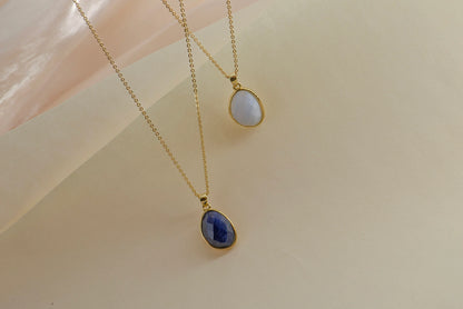 Teardrop Lapis Lazuli Necklace - Crafted with Blue Lace Agate, Apis Lazuli