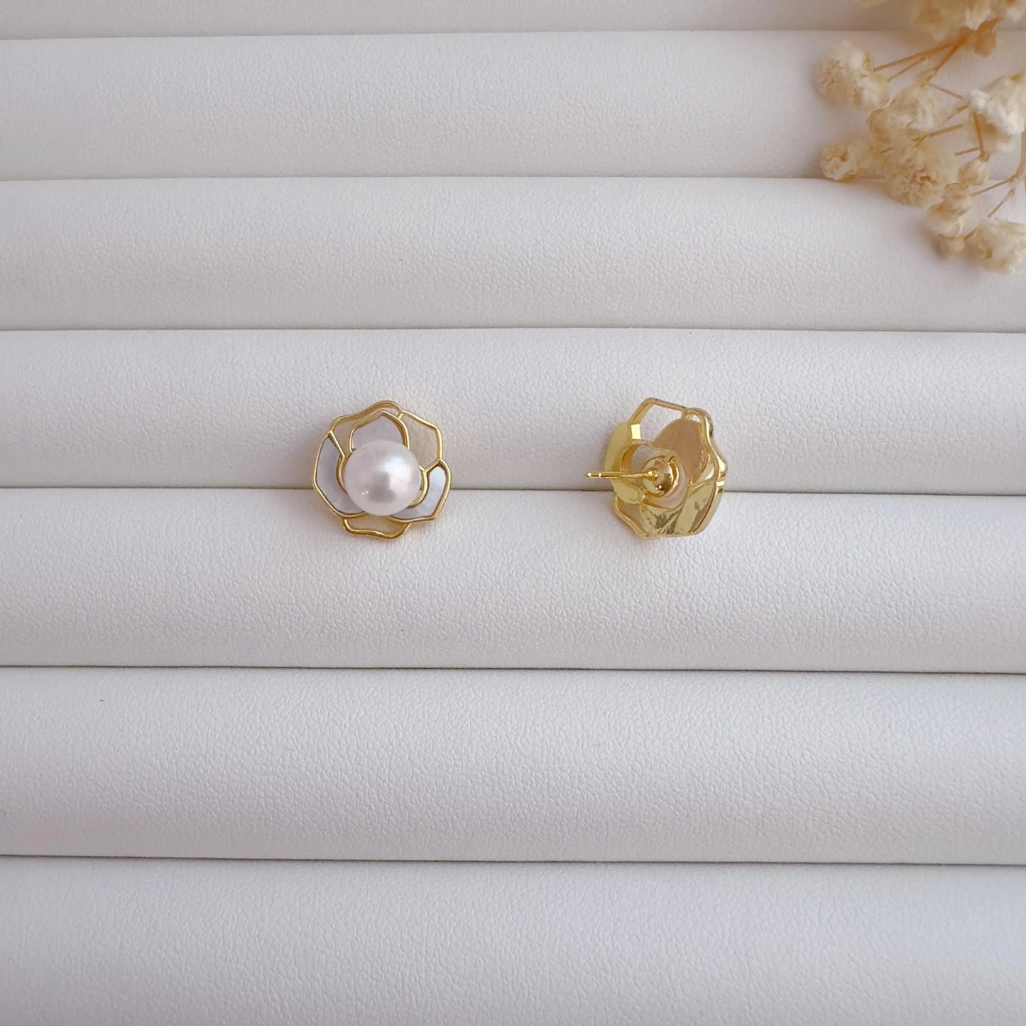 Freshwater Pearl Jewelry Set | Gold Earrings & Necklace |Bridal Gift