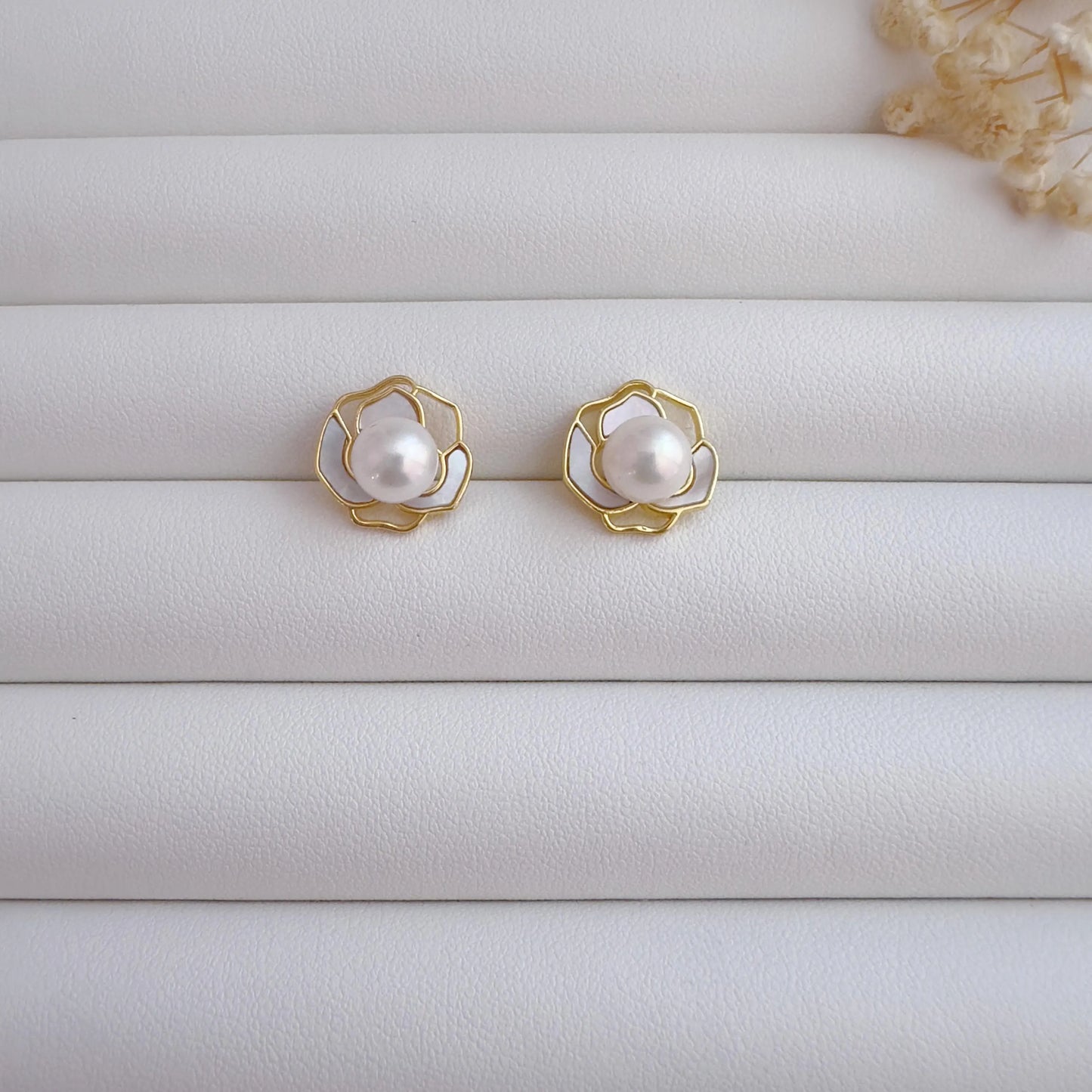 Freshwater Pearl Jewelry Set | Gold Earrings & Necklace |Bridal Gift
