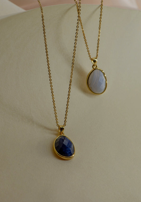 Teardrop Lapis Lazuli Necklace - Crafted with Blue Lace Agate, Apis Lazuli