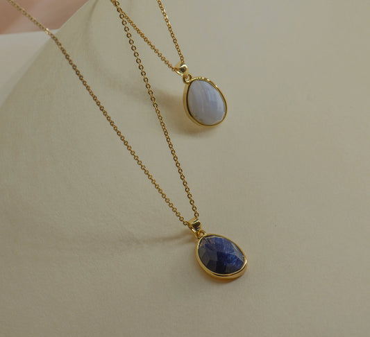 Teardrop Lapis Lazuli Necklace - Crafted with Blue Lace Agate, Apis Lazuli