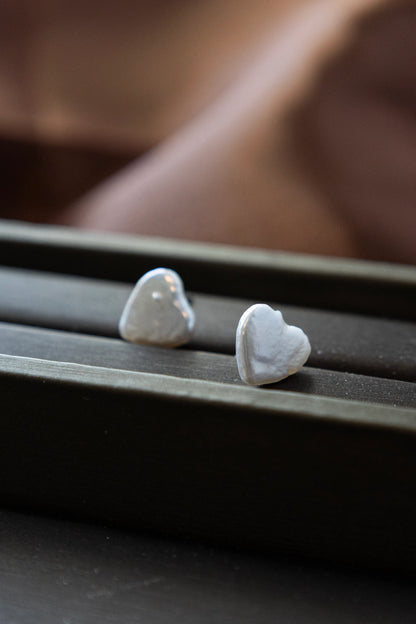 Handmade Sterling Silver Freshwater Pearl Stud Earrings - Crafted