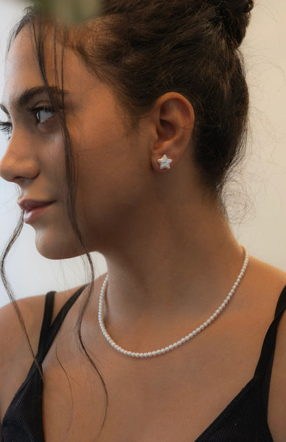 Handmade Sterling Silver Freshwater Pearl Stud Earrings - Crafted