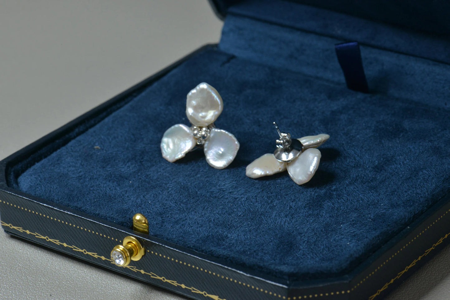 Handmade Baroque Pearl Flower Stud Earrings