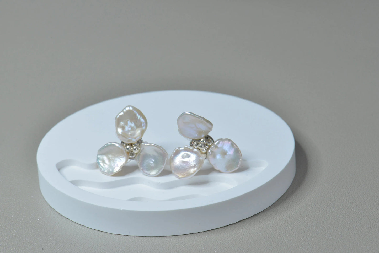 Handmade Baroque Pearl Flower Stud Earrings