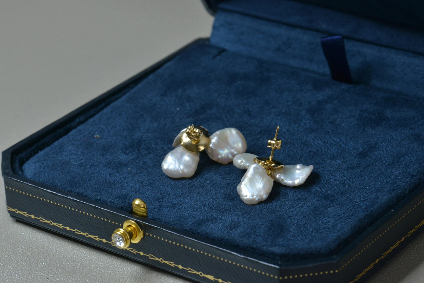 Handmade Baroque Pearl Flower Stud Earrings