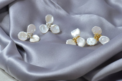 Handmade Baroque Pearl Flower Stud Earrings