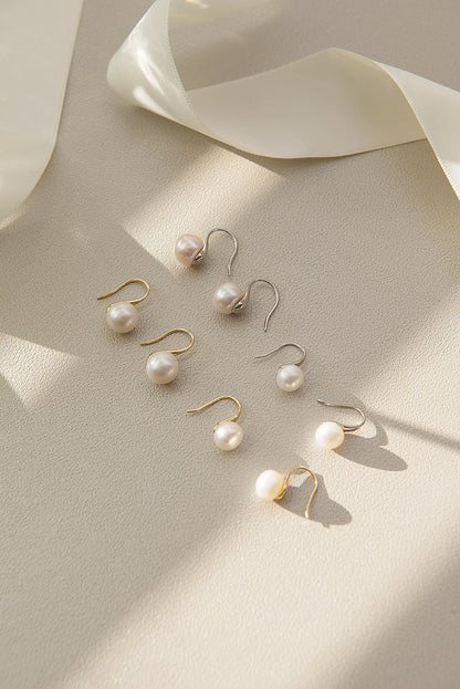 Freshwater Pearl Drop Earrings - Crafted with Silver