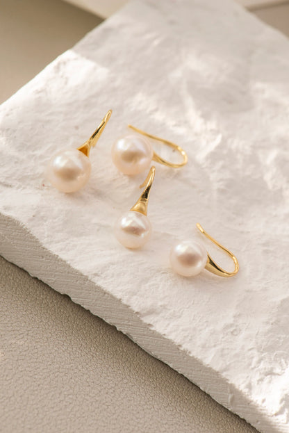 Freshwater Pearl Drop Earrings - Crafted with Silver