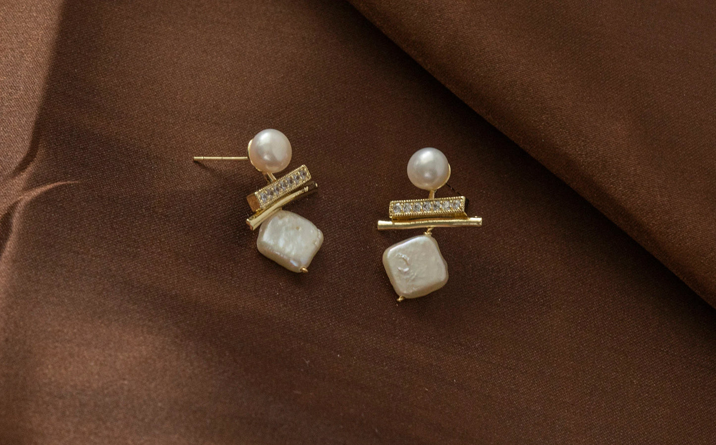 Geometric Baroque & Semi-Circular Pearl Dangles