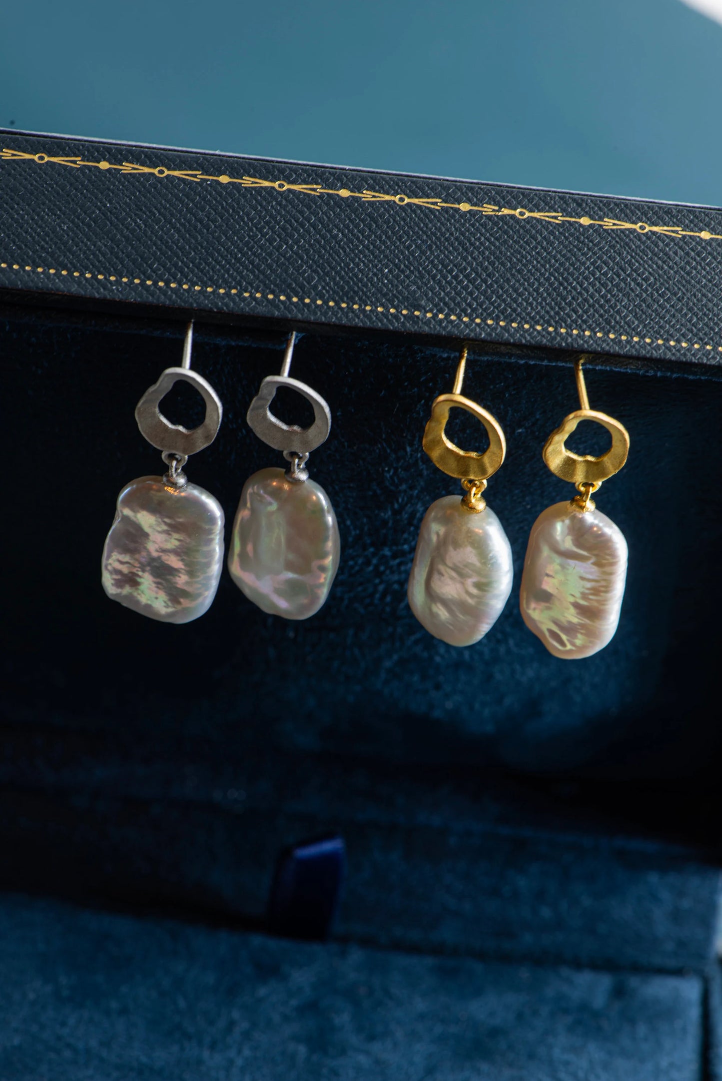Baroque Pearl Drop Earrings - Brass Dangle Earrings