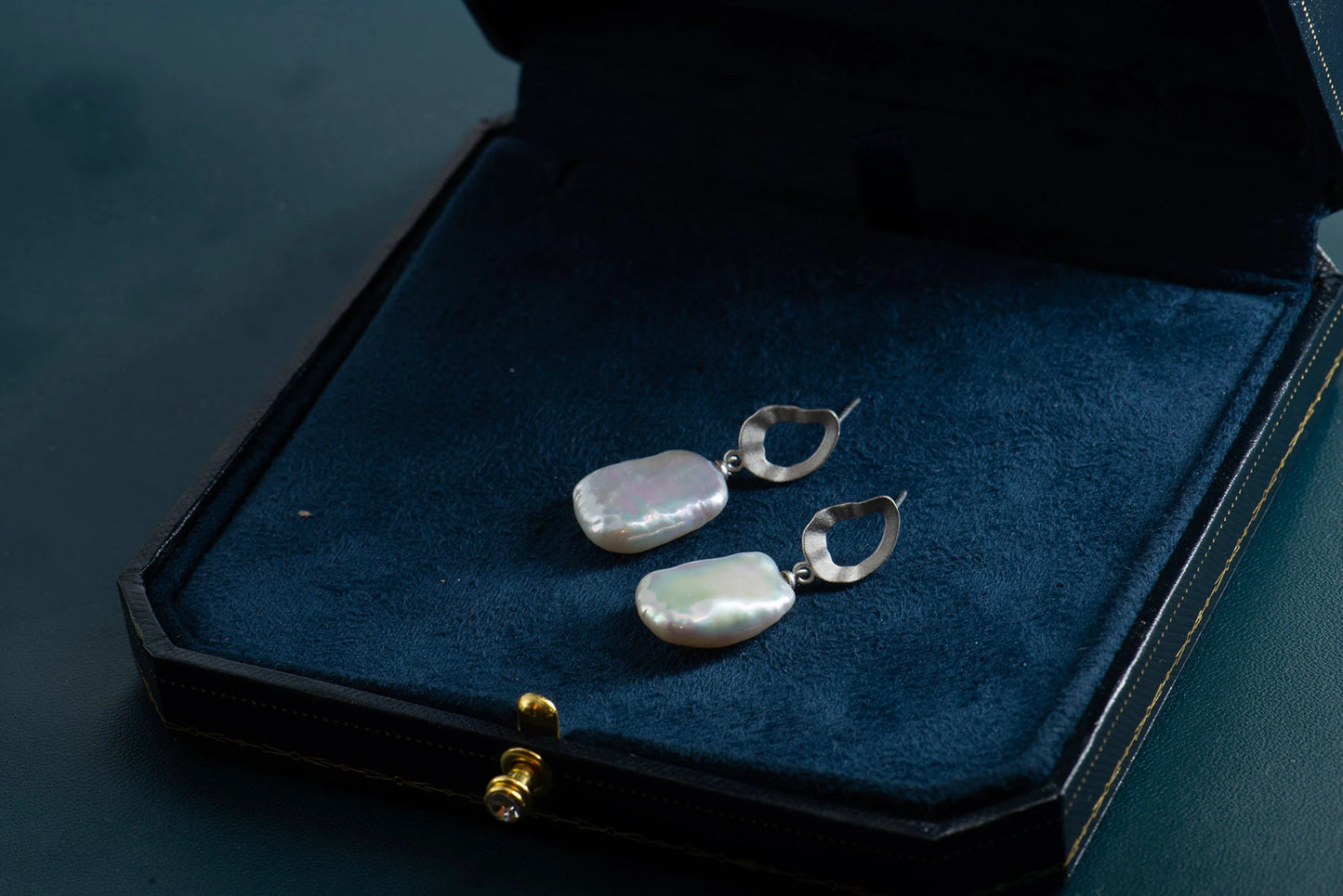 Baroque Pearl Drop Earrings - Brass Dangle Earrings