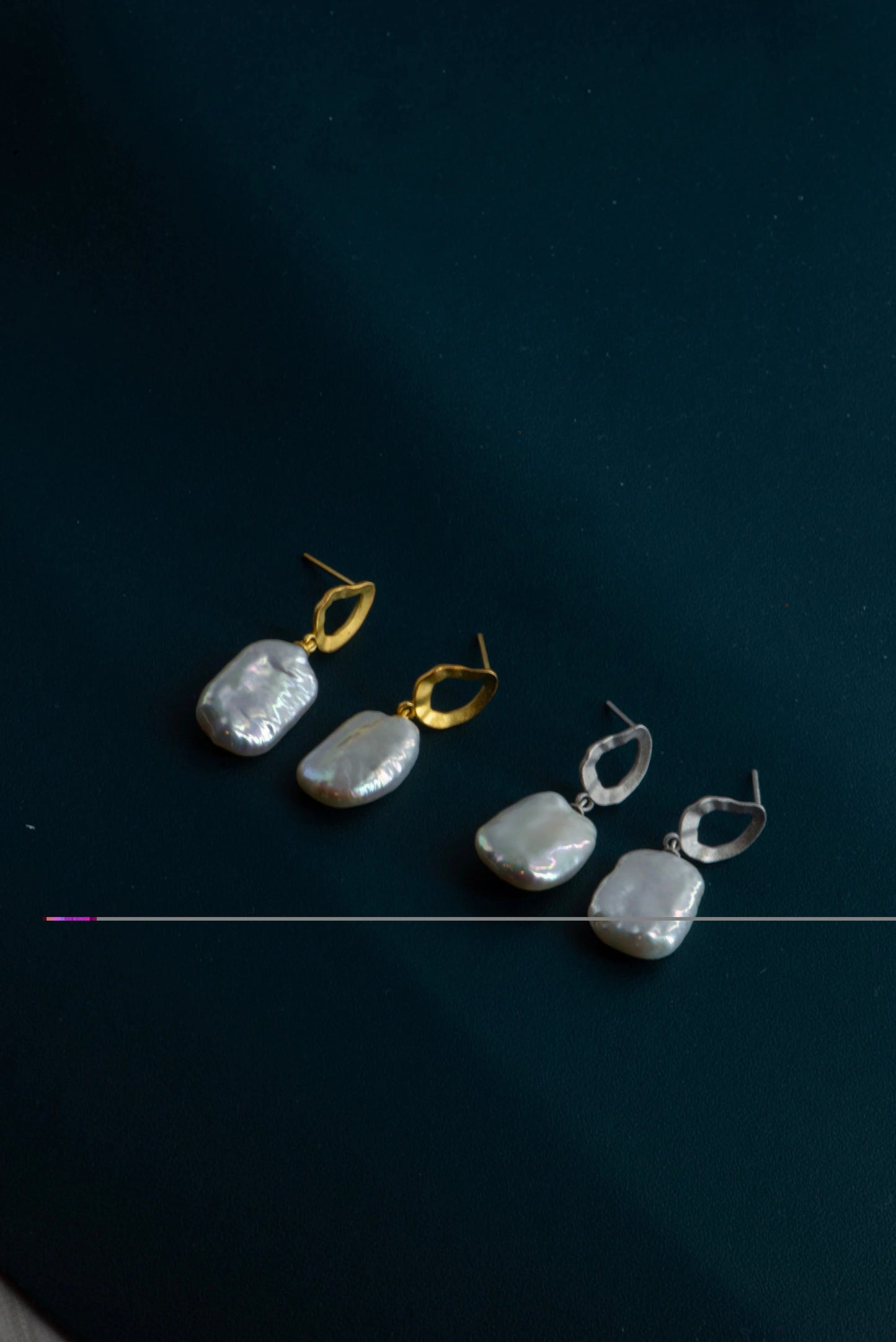 Baroque Pearl Drop Earrings - Brass Dangle Earrings