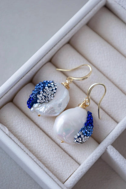 Freshwater Pearl Drop Earrings - Crafted with baroque pearl, natural stone