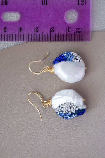 Freshwater Pearl Drop Earrings - Crafted with baroque pearl, natural stone
