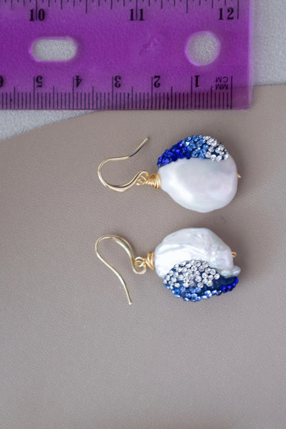 Freshwater Pearl Drop Earrings - Crafted with baroque pearl, natural stone