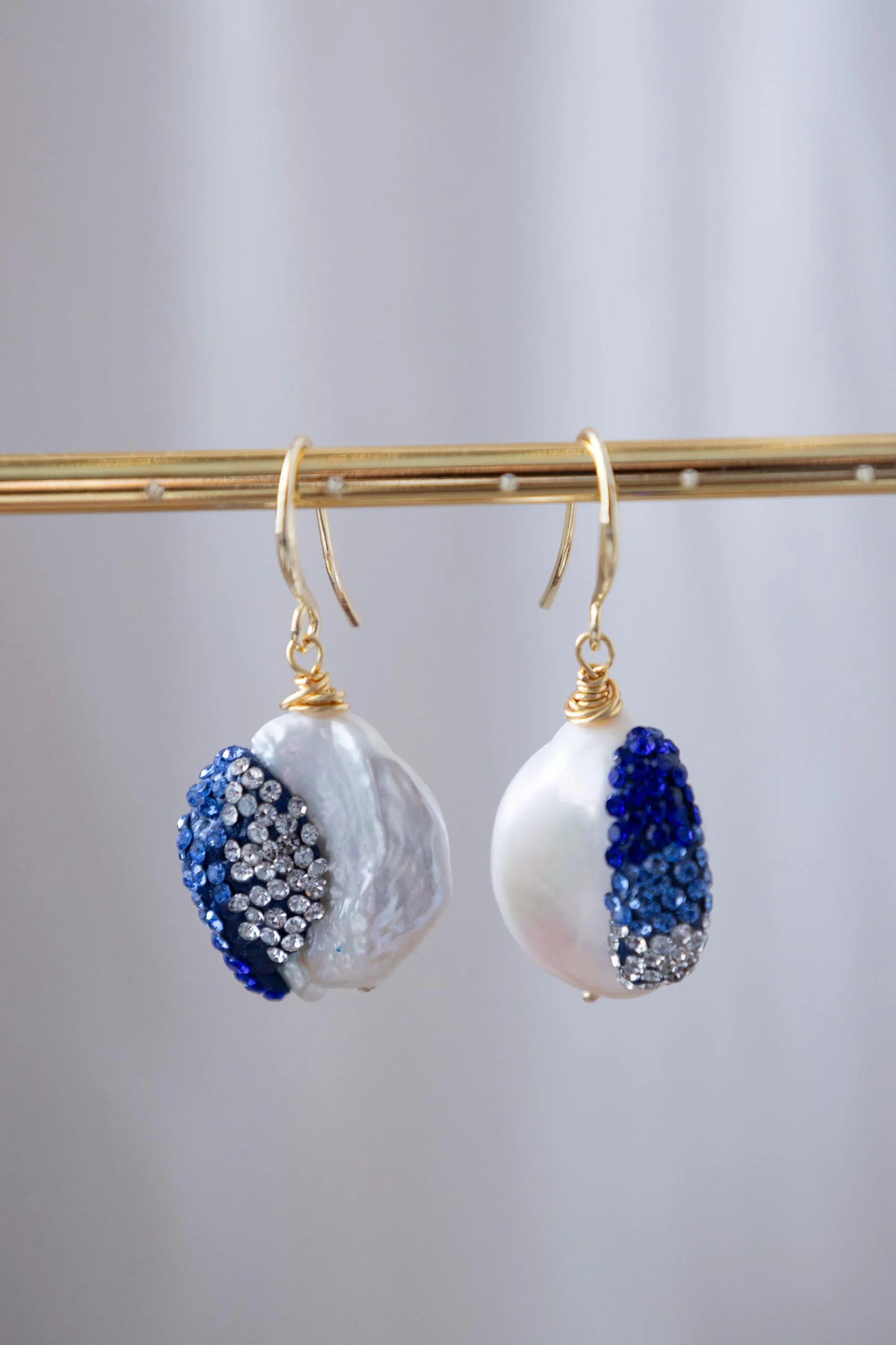 Freshwater Pearl Drop Earrings - Crafted with baroque pearl, natural stone