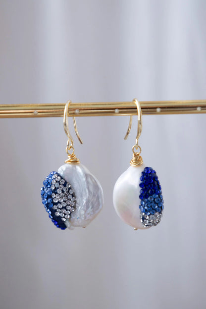 Freshwater Pearl Drop Earrings - Crafted with baroque pearl, natural stone