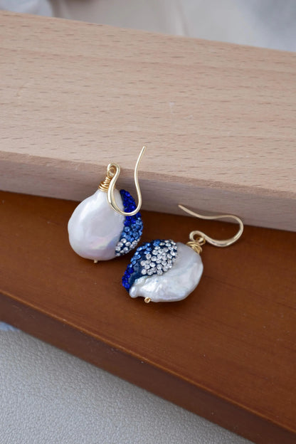 Freshwater Pearl Drop Earrings - Crafted with baroque pearl, natural stone