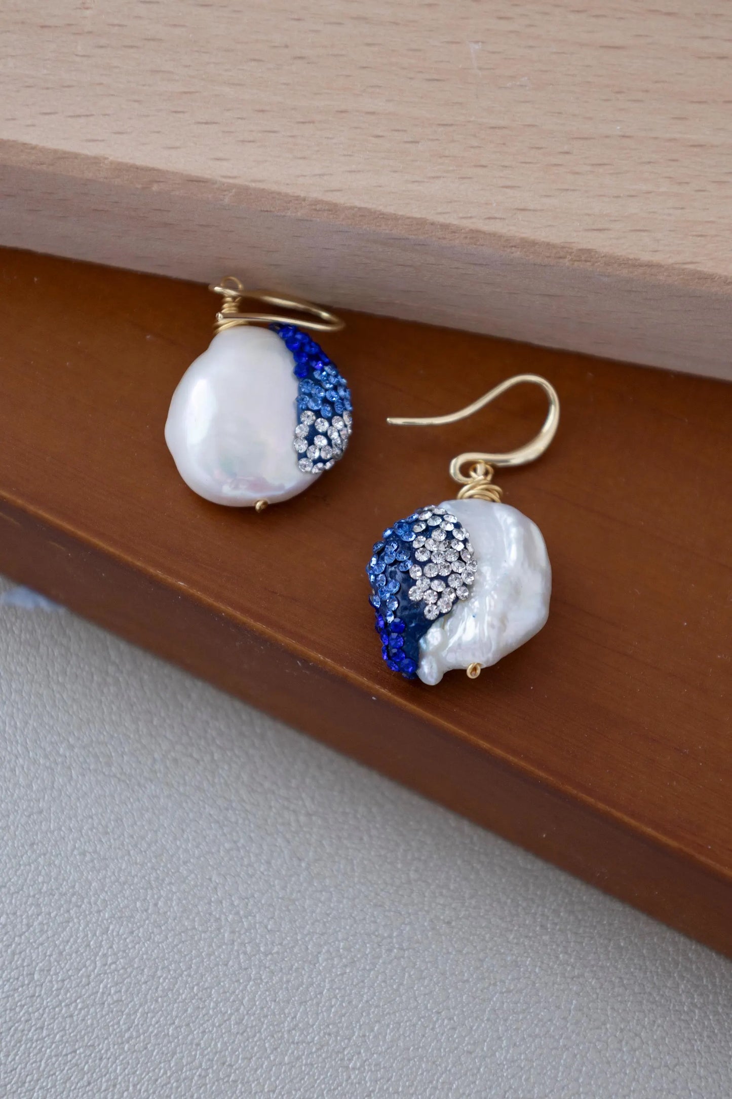 Freshwater Pearl Drop Earrings - Crafted with baroque pearl, natural stone