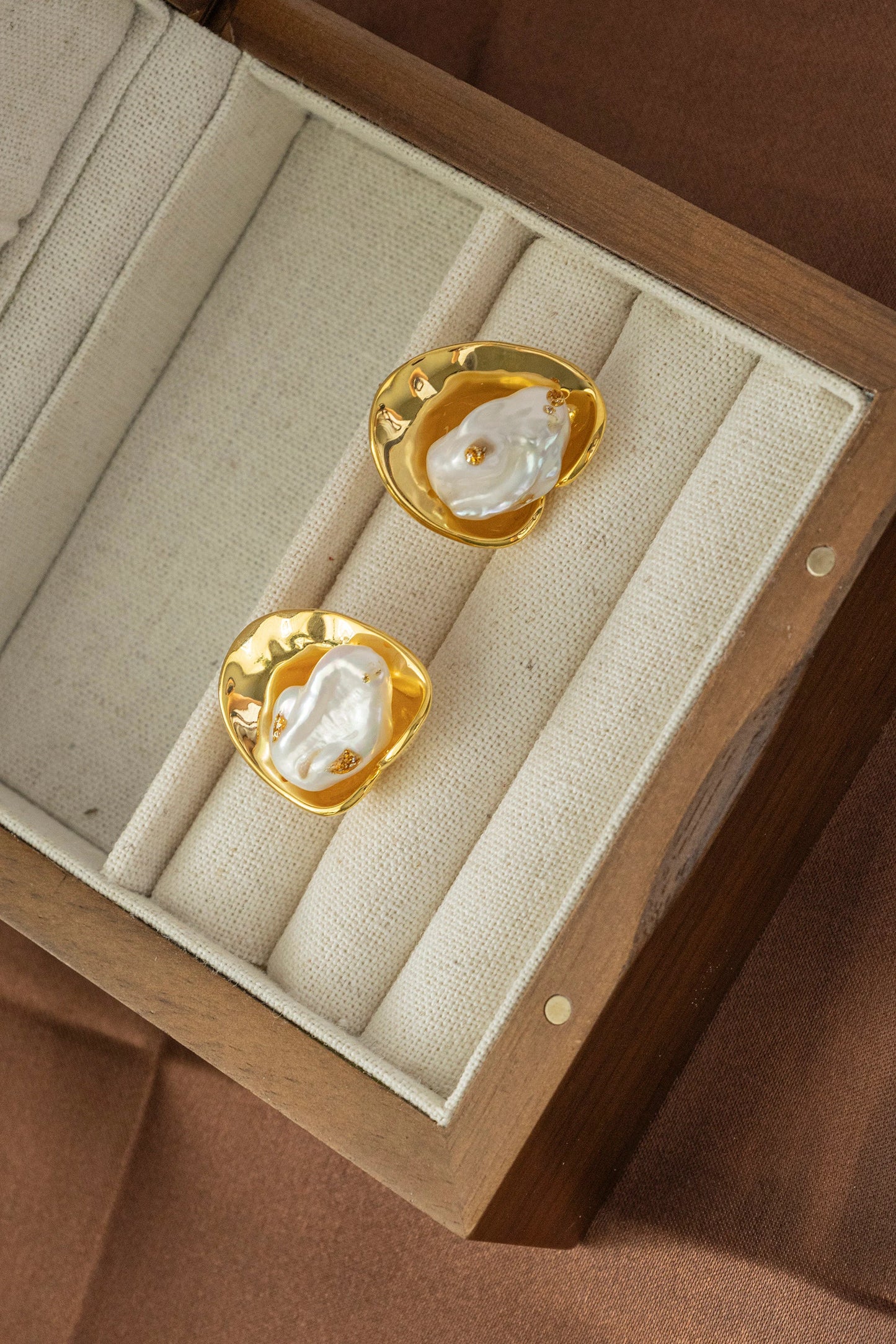 Vintage Style Baroque Pearl Earrings - Crafted with Brass