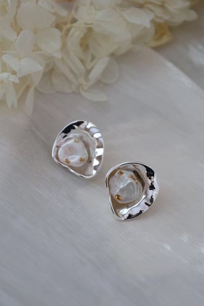 Vintage Style Baroque Pearl Earrings - Crafted with Brass