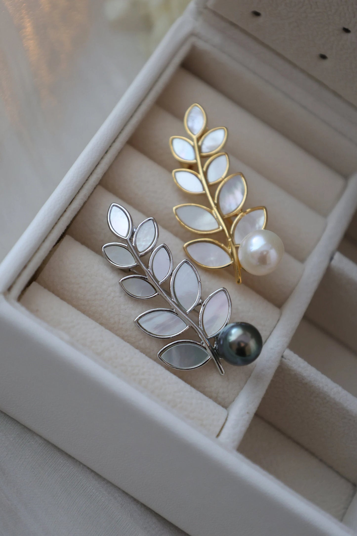 Leaf Pearl Brooch - Crafted with Pearl