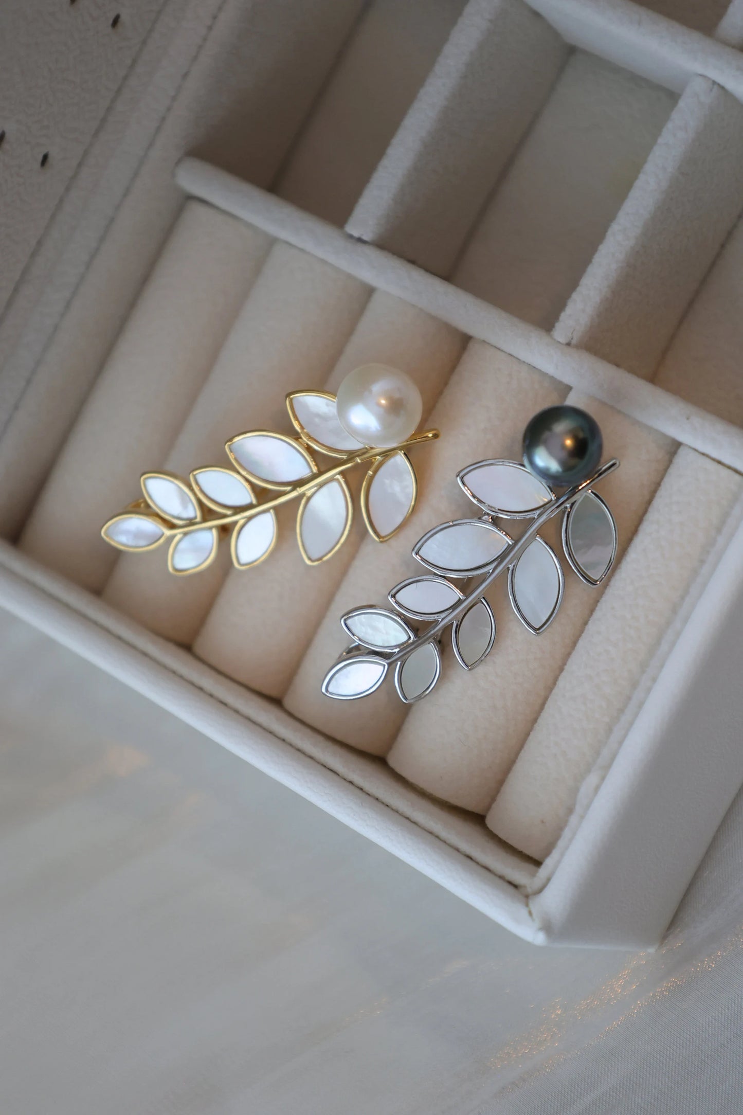 Leaf Pearl Brooch - Crafted with Pearl