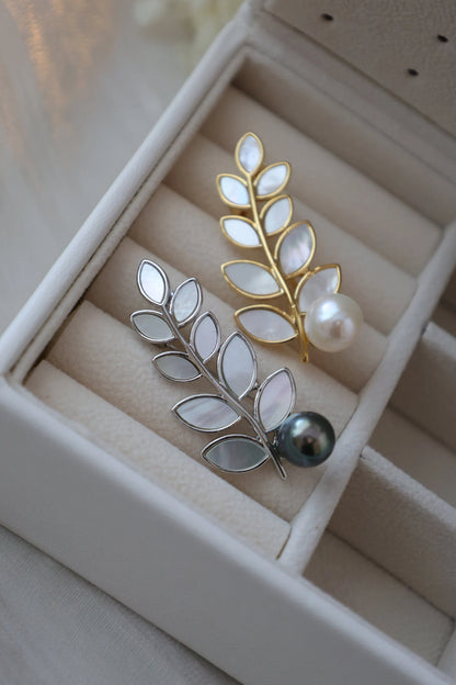 Leaf Pearl Brooch - Crafted with Pearl