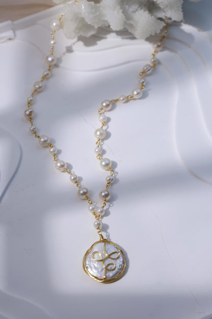 Baroque Pearl Pendant Necklace - Crafted with Brass