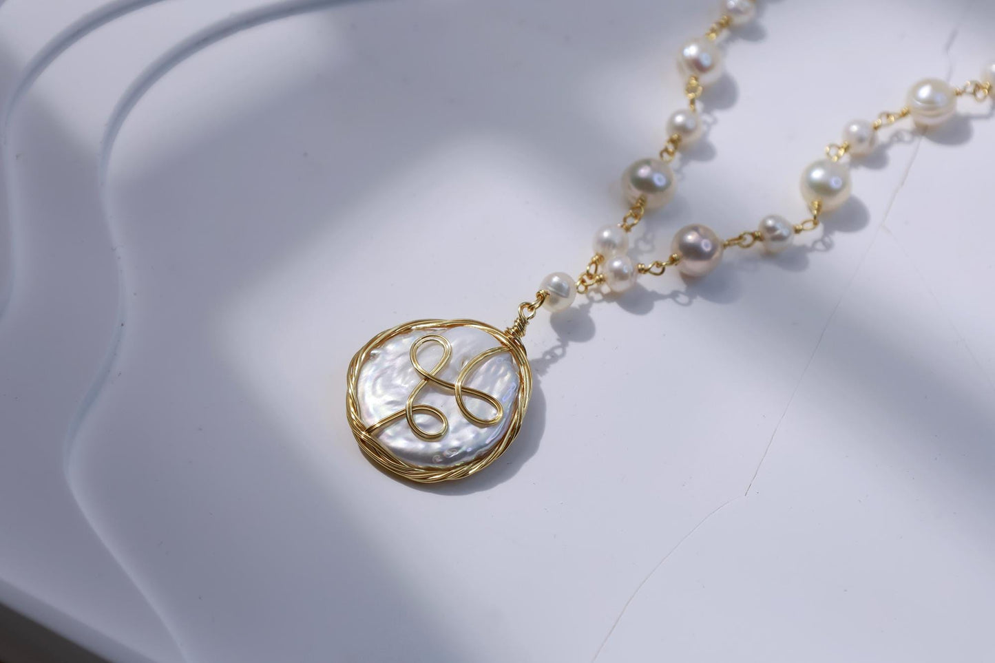 Baroque Pearl Pendant Necklace - Crafted with Brass