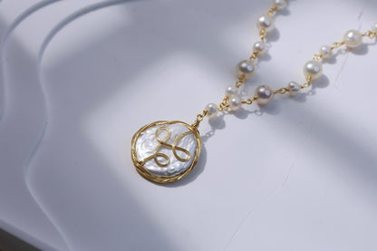 Baroque Pearl Pendant Necklace - Crafted with Brass