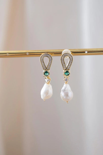 Baroque Pearl Drop Earrings - Crafted with baroque pearl, freshwater