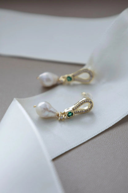 Baroque Pearl Drop Earrings - Crafted with baroque pearl, freshwater
