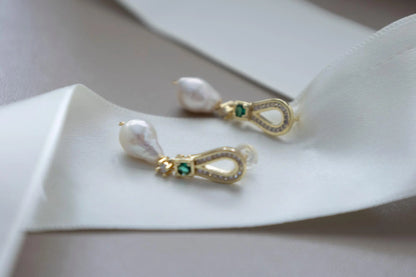 Baroque Pearl Drop Earrings - Crafted with baroque pearl, freshwater