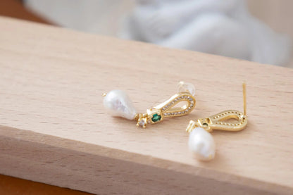 Baroque Pearl Drop Earrings - Crafted with baroque pearl, freshwater