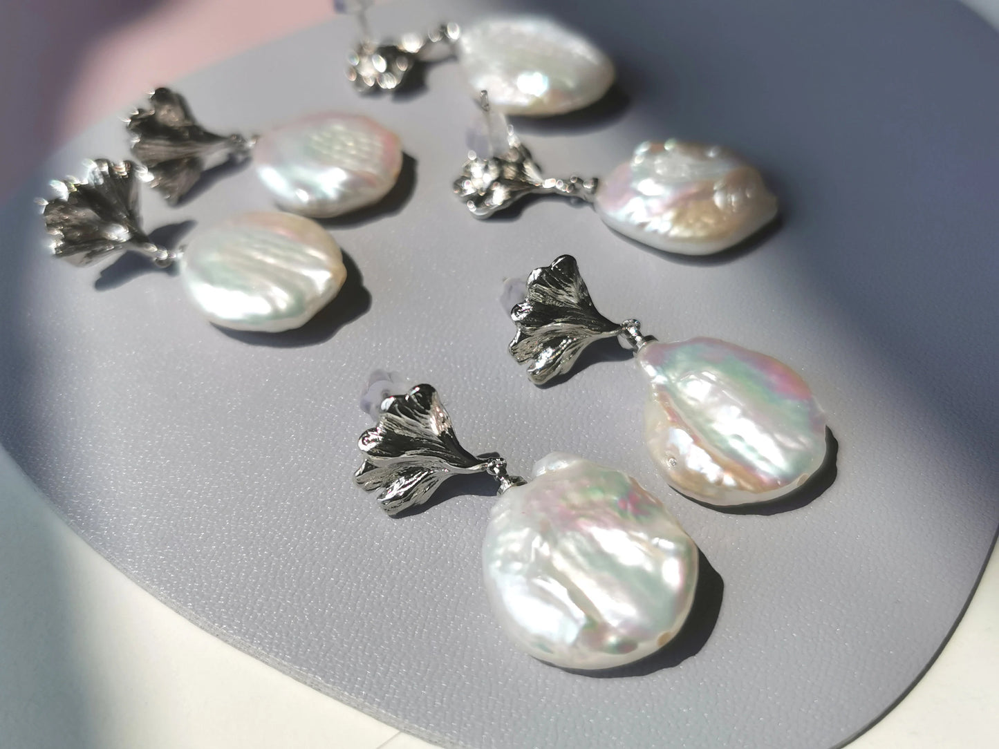 Handmade  fresh water pearl Earrings/Natural Gemstone Earrings/14K