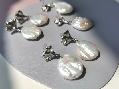 Handmade  fresh water pearl Earrings/Natural Gemstone Earrings/14K