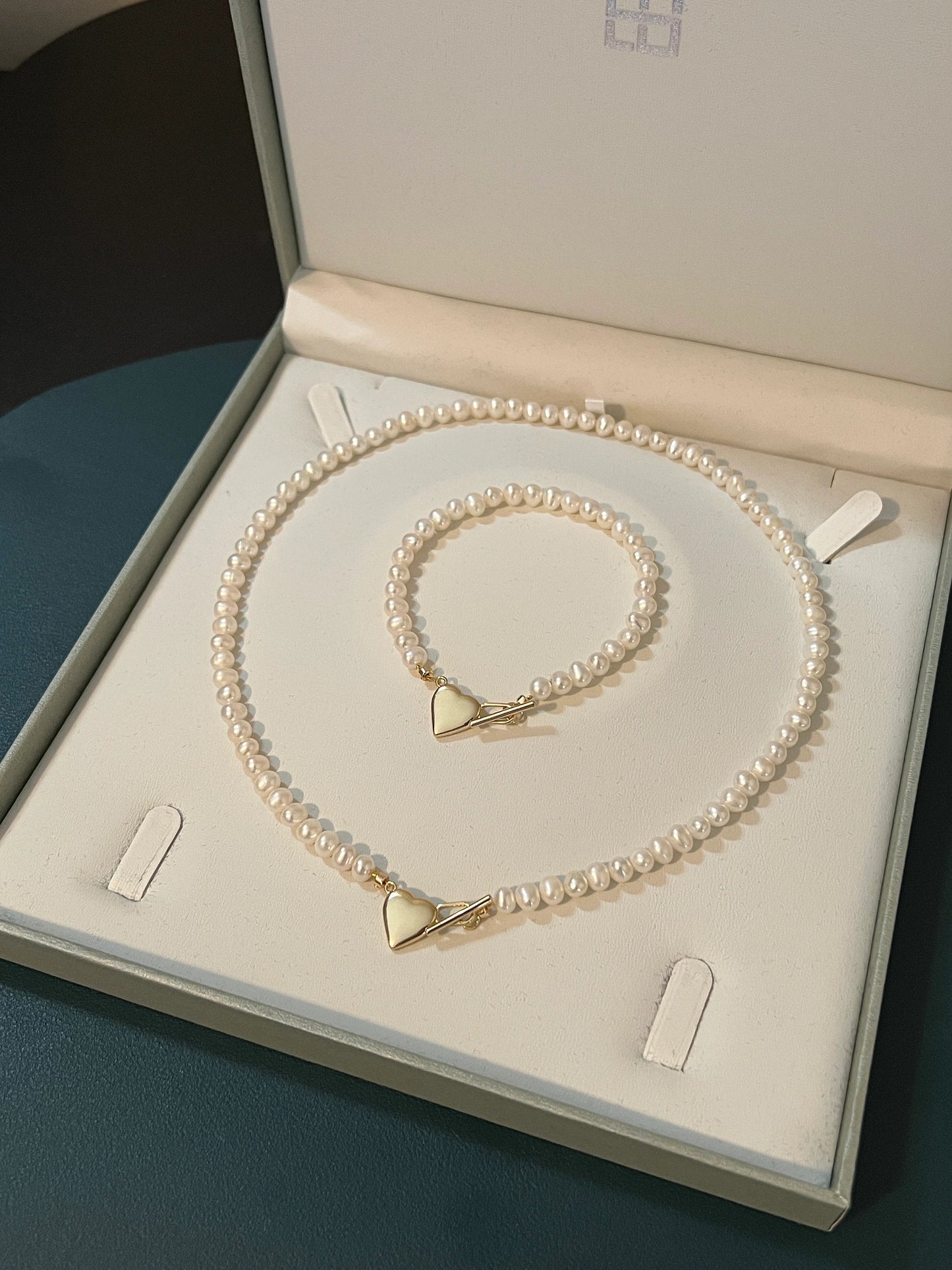 Freshwater Pearl Necklace with Silver Heart Pendant - Crafted with