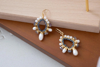 Beaded Teardrop Pearl Earrings - Crafted with freshwater pearl