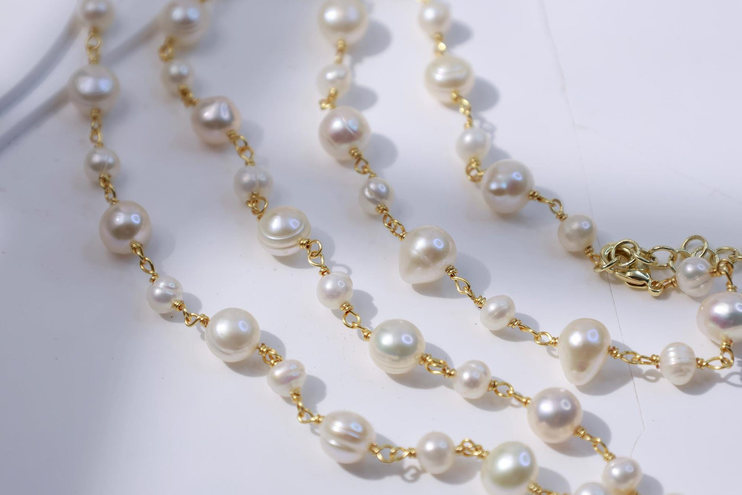 Baroque Pearl Pendant Necklace - Crafted with Brass