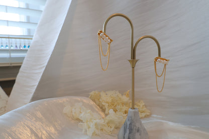 Gold Tassel Pearl Artisanal Earrings
