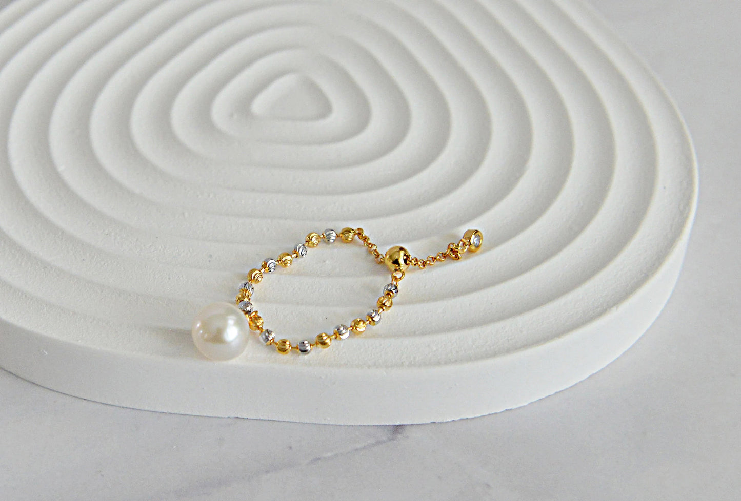 Handmade 18K Gold Plated Sterling Silver Pearl Ring - Crafted with