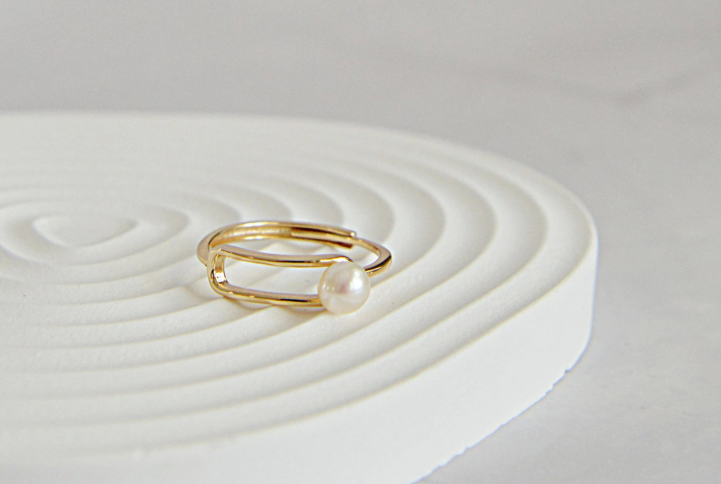 Handmade 18K Gold Plated Sterling Silver Pearl Ring - Crafted with