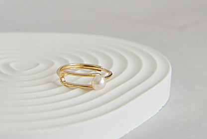 Handmade 18K Gold Plated Sterling Silver Pearl Ring - Crafted with