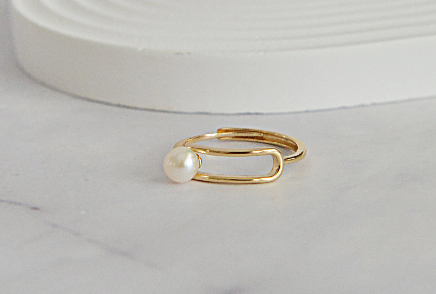 Handmade 18K Gold Plated Sterling Silver Pearl Ring - Crafted with