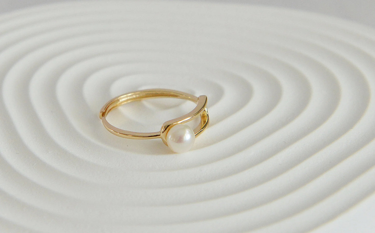 Handmade 18K Gold Plated Sterling Silver Pearl Ring - Crafted with