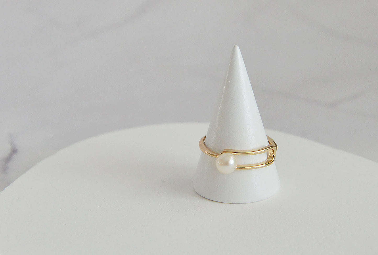 Handmade 18K Gold Plated Sterling Silver Pearl Ring - Crafted with